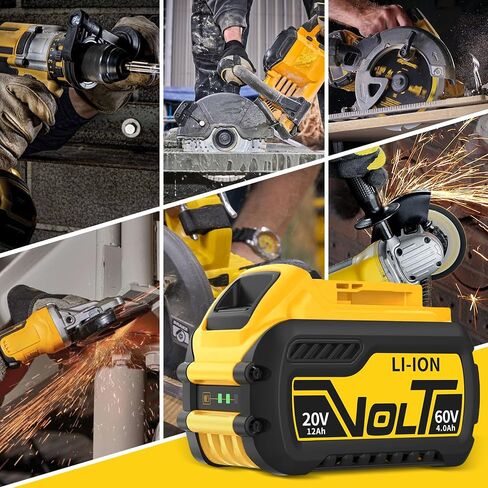 2 حزمة 12.0Ah/4.0Ah بطارية ليثيوم أيون بديلة لبطارية Dewalt 20V/60V Flex-Volt متوافقة مع بطارية Dewalt 60V DCB609 DCB606 DCB612 DCB200 (2 حزمة 20 فولت 12.0 أمبير) in Kuwait