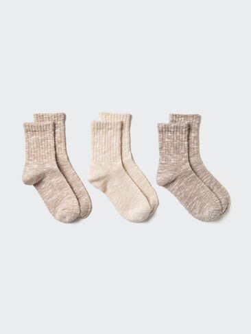 Uniqlo Socks | 3 Pairs | Crew Slub in Saudi Arabia