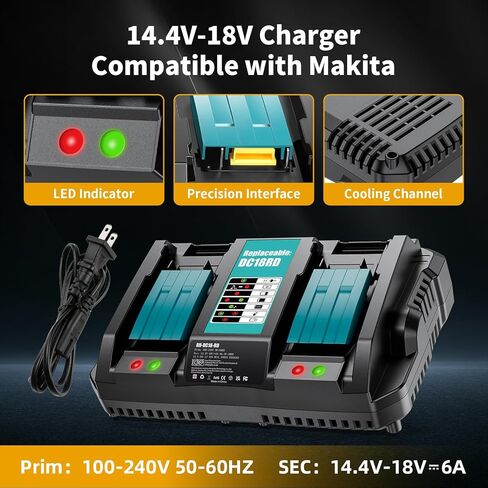 2 حزمة بطارية بديلة 8.0 أمبير لبطارية ماكيتا 18 فولت متوافقة مع BL1860 BL1850B BL1840B BL1830B BL1820 BL1815B تناسب مع شاحن بطارية ماكيتا 18 فولت وأداة in Kuwait