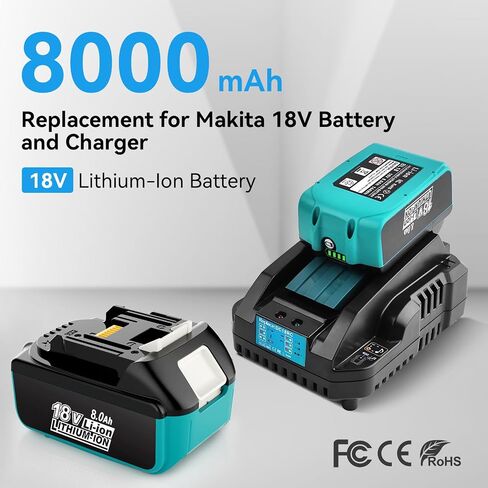 2 Pack 6000mAh Replacement for Makita 18V Battery | Replace Makita Battery 18 Volt BL1850 1840B 1830B 1820B, Compatible with makita 18V Cordless Power Tools in Saudi Arabia