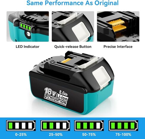 2 Pack 6000mAh Replacement for Makita 18V Battery | Replace Makita Battery 18 Volt BL1850 1840B 1830B 1820B, Compatible with makita 18V Cordless Power Tools in Saudi Arabia