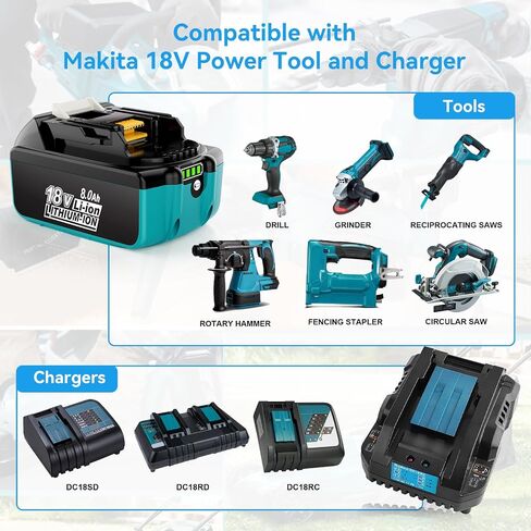 2 Pack 6000mAh Replacement for Makita 18V Battery | Replace Makita Battery 18 Volt BL1850 1840B 1830B 1820B, Compatible with makita 18V Cordless Power Tools in Saudi Arabia