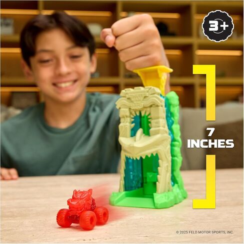 Monster Jam Mini Jams ، Megalodon Jungle Blaster Launcher Playet ، 2 شاحنات وحش ممولة حصرية وملحقات ، ألعاب للأطفال للبنين والبنات الذين تتراوح أعمارهم بين 3 وما فوق in Saudi Arabia