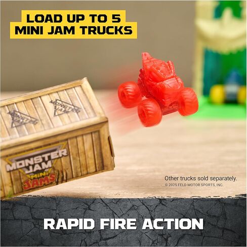 Monster Jam Mini Jams ، Megalodon Jungle Blaster Launcher Playet ، 2 شاحنات وحش ممولة حصرية وملحقات ، ألعاب للأطفال للبنين والبنات الذين تتراوح أعمارهم بين 3 وما فوق in Saudi Arabia