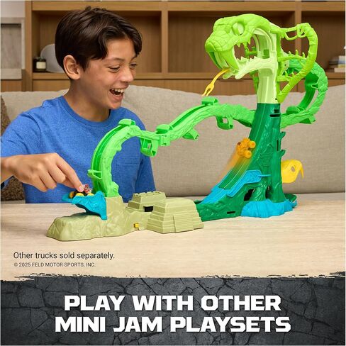 Monster Jam Mini Jams ، Megalodon Jungle Blaster Launcher Playet ، 2 شاحنات وحش ممولة حصرية وملحقات ، ألعاب للأطفال للبنين والبنات الذين تتراوح أعمارهم بين 3 وما فوق in Saudi Arabia