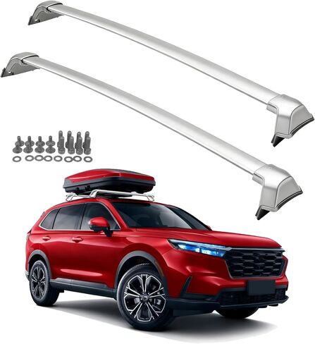 قضبان متقاطعة لسقف الألومنيوم الفضي من Zorik لسيارة Honda CR-V 2023-2025 مع قضبان جانبية، 260 رطلًا من سبائك الألومنيوم شديدة التحمل 2 مم، قضبان متقاطعة فضية لسيارات الدفع الرباعي والبضائع والتخييم والسفر | تصميم مقاوم للماء in Kuwait