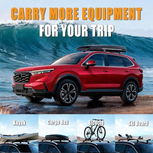 قضبان متقاطعة لسقف الألومنيوم الفضي من Zorik لسيارة Honda CR-V 2023-2025 مع قضبان جانبية، 260 رطلًا من سبائك الألومنيوم شديدة التحمل 2 مم، قضبان متقاطعة فضية لسيارات الدفع الرباعي والبضائع والتخييم والسفر | تصميم مقاوم للماء in Kuwait
