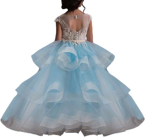 WDE Long Little Girls Pageant Dresses for Wedding Kids First Communion Prom Ball Gown in Kuwait