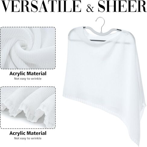 Women Sheer Poncho Shrug Fall Sheer Blouse Top Acrylic Lightweight Poncho Bolero for Evening Dress (Blue) in Kuwait