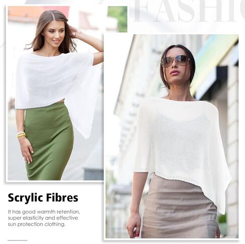 Women Sheer Poncho Shrug Fall Sheer Blouse Top Acrylic Lightweight Poncho Bolero for Evening Dress (Blue) in Kuwait