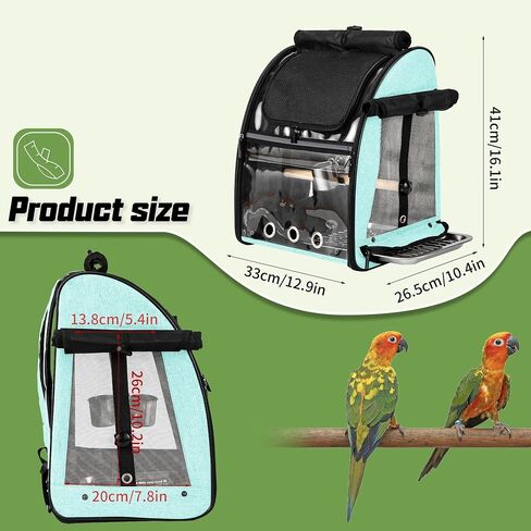 Sanmoncare Bird Carrier Backpack with Stainless Steel Mesh, Parrot Travel Cage with Stand, Easy to Clean, Portable Conures Travel Bag, Pet Breathable Travel Cage in Kuwait