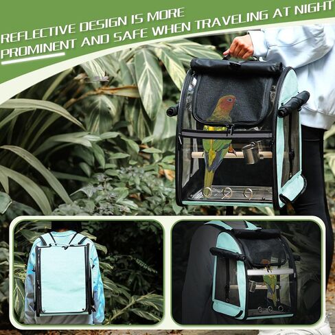 Sanmoncare Bird Carrier Backpack with Stainless Steel Mesh, Parrot Travel Cage with Stand, Easy to Clean, Portable Conures Travel Bag, Pet Breathable Travel Cage in Kuwait