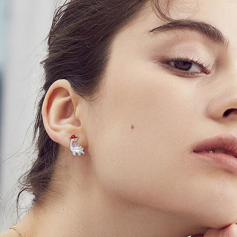 Duck Earrings Sterling Silver Opal Duck Stud Earrings Animal Christmas Jewelry for Women Mom in Saudi Arabia
