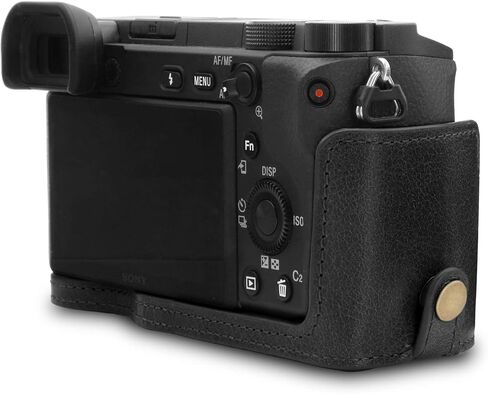 MegaGear MG1642 Ever Ready نصف حافظة كاميرا من الجلد الطبيعي متوافقة مع Sony Alpha A6100، A6400 - بني in Kuwait