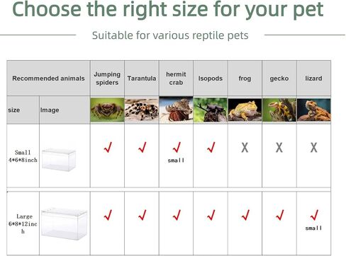 PC reptile terrarium ، دبابة Gecko Leopard ، حاوية القفز عنكبوت ، حاوية السحلية ، مناسبة ل Gecko ، سرطان البحر ، ضفدع الأشجار ، Tarantula ، صلاة Mantis Habitat Starter (كبير) in Saudi Arabia