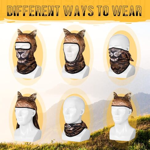 6 Pcs 3D Cat Ski Mask with Ears Funny Dog Cat Balaclava Face Cover for Skiing Animal Ski Masks Cycling Mask Sun Protection for Cosplay Winter Festivals Halloween Outdoor Activities in Saudi Arabia
