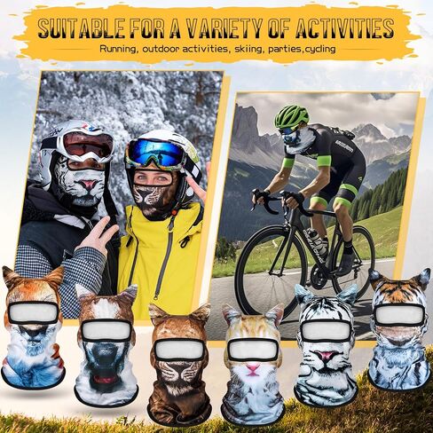 6 Pcs 3D Cat Ski Mask with Ears Funny Dog Cat Balaclava Face Cover for Skiing Animal Ski Masks Cycling Mask Sun Protection for Cosplay Winter Festivals Halloween Outdoor Activities in Saudi Arabia