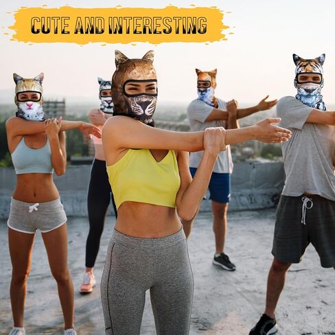 6 Pcs 3D Cat Ski Mask with Ears Funny Dog Cat Balaclava Face Cover for Skiing Animal Ski Masks Cycling Mask Sun Protection for Cosplay Winter Festivals Halloween Outdoor Activities in Saudi Arabia