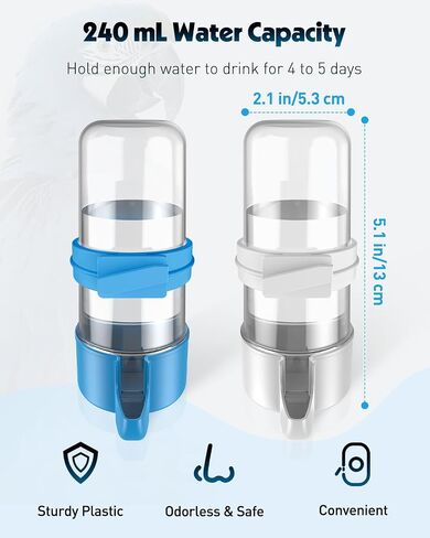 Pawfly 4 pcs موزع مياه الطيور ، إكسسوارات القفص للبغاء والهامستر ، تغذية الطيور للقطف ، وميت أبيض وأزرق للبطيء الصغير Cockatiel Budgie Lovebirds in Saudi Arabia