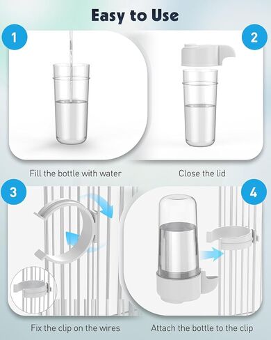 Pawfly 4 pcs موزع مياه الطيور ، إكسسوارات القفص للبغاء والهامستر ، تغذية الطيور للقطف ، وميت أبيض وأزرق للبطيء الصغير Cockatiel Budgie Lovebirds in Saudi Arabia
