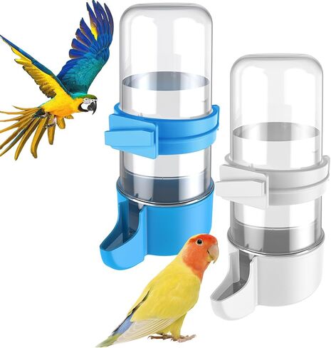 Pawfly 4 pcs موزع مياه الطيور ، إكسسوارات القفص للبغاء والهامستر ، تغذية الطيور للقطف ، وميت أبيض وأزرق للبطيء الصغير Cockatiel Budgie Lovebirds in Saudi Arabia