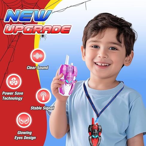 Walkie Talkies for Kids Long Range ، Kids Walkie Talkies 2 Pack ، Spider Toys for Boys 3-4 4-6 6-8 Outdoor Camping 2 Way Radio ، ألعاب عيد ميلاد للأعمار 3-4 5-7 8-13 in Kuwait