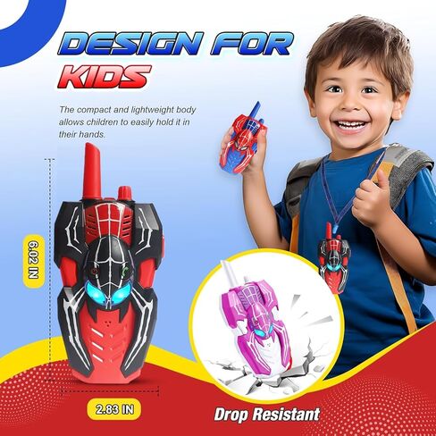 Walkie Talkies for Kids Long Range ، Kids Walkie Talkies 2 Pack ، Spider Toys for Boys 3-4 4-6 6-8 Outdoor Camping 2 Way Radio ، ألعاب عيد ميلاد للأعمار 3-4 5-7 8-13 in Kuwait
