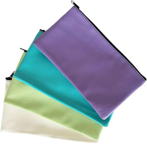 4 قطع أكياس المال مع ZIPPER ، 11 × 6.1 بوصة أكياس نقدية PU PUCHENT POUCH POUCH BANK LACK in Kuwait