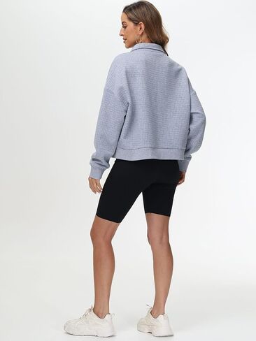 Womens Half Zip Sweatshirts Waffle Pullover Hoodies with Pocket in Saudi Arabia