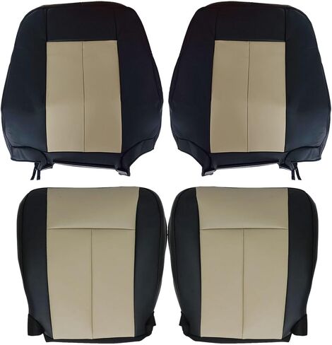 NLQR Driver and Passenger Side Bottom and Top Perforated Seat Covers Replacement Microfiber Leather Tan Compatible with Ford Expedition 2007 2008 2009 2010 2011 2012 2013 2014 in Saudi Arabia