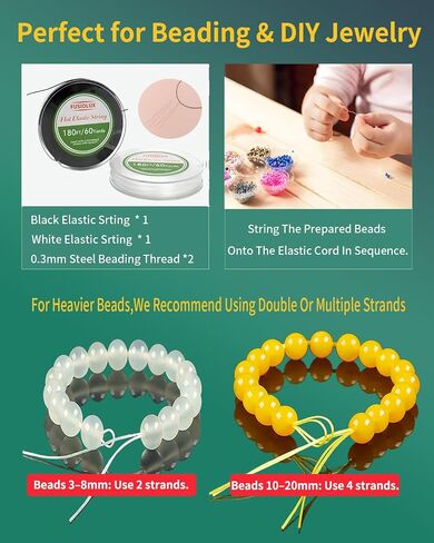 1mm Flat Elastic String for Bracelets,Stretchy Durable Bead String 360Ft,Easy Knotted Elastic Thread for Jewelry Making in Saudi Arabia