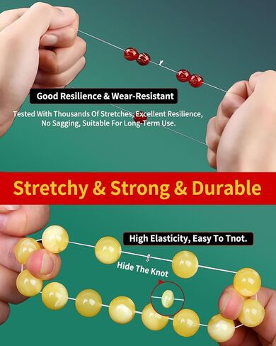 1mm Flat Elastic String for Bracelets,Stretchy Durable Bead String 360Ft,Easy Knotted Elastic Thread for Jewelry Making in Saudi Arabia