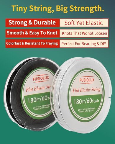 1mm Flat Elastic String for Bracelets,Stretchy Durable Bead String 360Ft,Easy Knotted Elastic Thread for Jewelry Making in Saudi Arabia