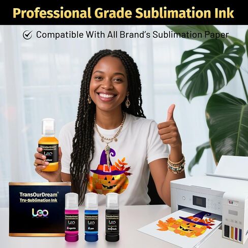TransOurDream Extra Black 30% Tru-Sublimation Ink 350ML Autofill Bottles for ET-2400 ET-2720 ET-2760 ET-2750 ET-4800 ET-2800 ET-2803 ET-2850 Inkjet Printers Heat Press Transfer on Mugs T-Shirts in Saudi Arabia