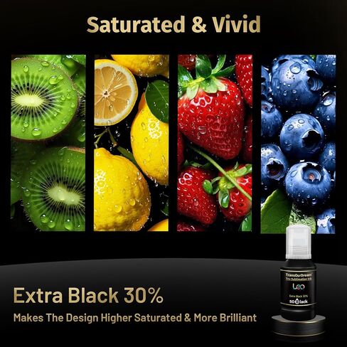 TransOurDream Extra Black 30% Tru-Sublimation Ink 350ML Autofill Bottles for ET-2400 ET-2720 ET-2760 ET-2750 ET-4800 ET-2800 ET-2803 ET-2850 Inkjet Printers Heat Press Transfer on Mugs T-Shirts in Saudi Arabia