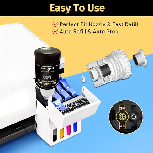 TransOurDream Extra Black 30% Tru-Sublimation Ink 350ML Autofill Bottles for ET-2400 ET-2720 ET-2760 ET-2750 ET-4800 ET-2800 ET-2803 ET-2850 Inkjet Printers Heat Press Transfer on Mugs T-Shirts in Saudi Arabia