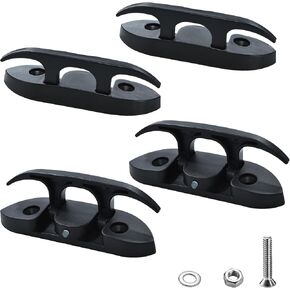 4 Pcs 5 Inch Folding Dock Cleats - Pop-Up Black Cleat Hooks for Boats, Kayak & Boating: Tie Up/Anchor Rope, Mooring & Folding Down to Secure in Saudi Arabia