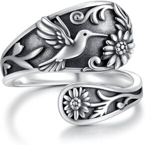 Butterfly Spoon Ring for Women 925 Sterling Silver - Adjustable Vintage Antique Thumb Rings Nature-Inspired Jewelry Gift for Her in Kuwait