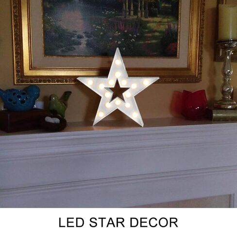 Bright Zeal 13" Large LED Star Marquee Sign (Gold, 6hr Timer) - Star Marquee Light Gold Star Decor Lights - Lighted Sign Outdoor Decorative Signs for Wall Decor Him Her Independence Day Decorations in Kuwait