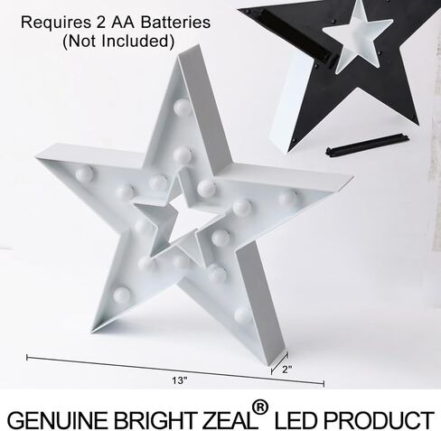 Bright Zeal 13" Large LED Star Marquee Sign (Gold, 6hr Timer) - Star Marquee Light Gold Star Decor Lights - Lighted Sign Outdoor Decorative Signs for Wall Decor Him Her Independence Day Decorations in Kuwait