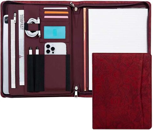 منظم محفظة من 3 حلقات ، موثق محفظة رنين ، محفظة مع Notepad ، مجلد A4 Padfolio مع محفظة Zipper.Business Professional ، وثيقة مخطط للسيرة الذاتية/المقابلة (براون داكن). in Kuwait