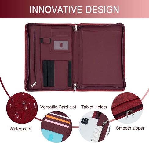منظم محفظة من 3 حلقات ، موثق محفظة رنين ، محفظة مع Notepad ، مجلد A4 Padfolio مع محفظة Zipper.Business Professional ، وثيقة مخطط للسيرة الذاتية/المقابلة (براون داكن). in Kuwait