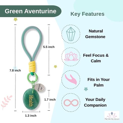 7.8" Inspirational Crystal Keychain - Anxiety Relief Healing Stone with Affirmation Card, Thoughtful Gift for Women in Saudi Arabia