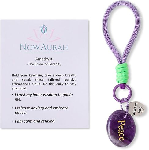 سلسلة مفاتيح كريستال ملهمة مقاس 7.8 سم - حجر علاج لتخفيف القلق مع بطاقة تأكيد، هدية مدروسة للنساء in Kuwait