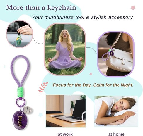 سلسلة مفاتيح كريستال ملهمة مقاس 7.8 سم - حجر علاج لتخفيف القلق مع بطاقة تأكيد، هدية مدروسة للنساء in Kuwait