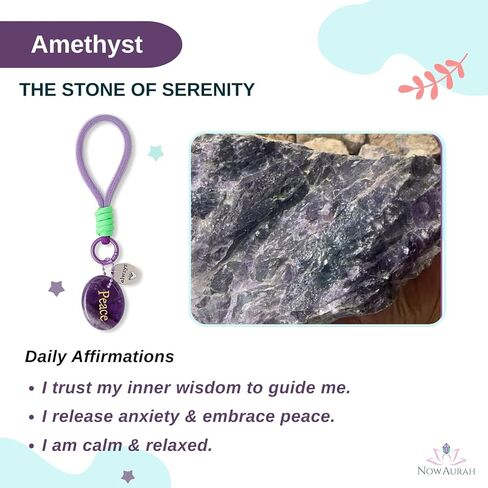 سلسلة مفاتيح كريستال ملهمة مقاس 7.8 سم - حجر علاج لتخفيف القلق مع بطاقة تأكيد، هدية مدروسة للنساء in Kuwait