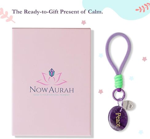 سلسلة مفاتيح كريستال ملهمة مقاس 7.8 سم - حجر علاج لتخفيف القلق مع بطاقة تأكيد، هدية مدروسة للنساء in Kuwait