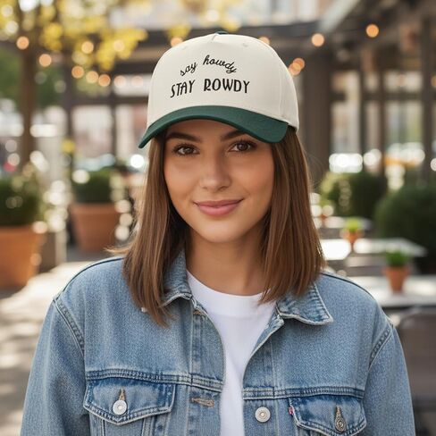 Two-Tone Cotton Baseball Cap with Embroidered Western Sayings - Adjustable Cowboy Style Hat for Men and Women in Kuwait