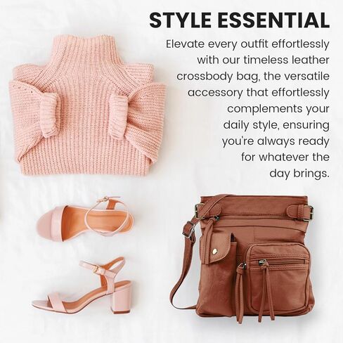 Krediz Leather Crossbody purses for Women, Soft & Durable Purses for Women Trendy, Multi Pocket travel bag, Adjustable Strap in Kuwait