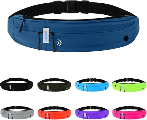 WATERFLY Running Belt Fanny Pack: Runner Marathon Jogging Waist Pack Sport Workout Exercise Fitness Phone Holder Belt for Men Women Jogger Slim Waist Bag Black in Saudi Arabia
